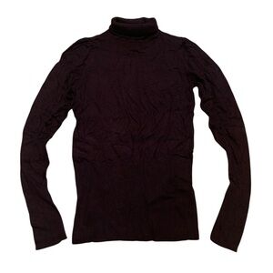 VINTAGE 90s Y2K Cassis Dark Plum Fitted Turtleneck Sweater Top M